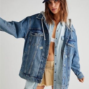 FREE PEOPLE Flawless hooded denim jacket color lucky charm